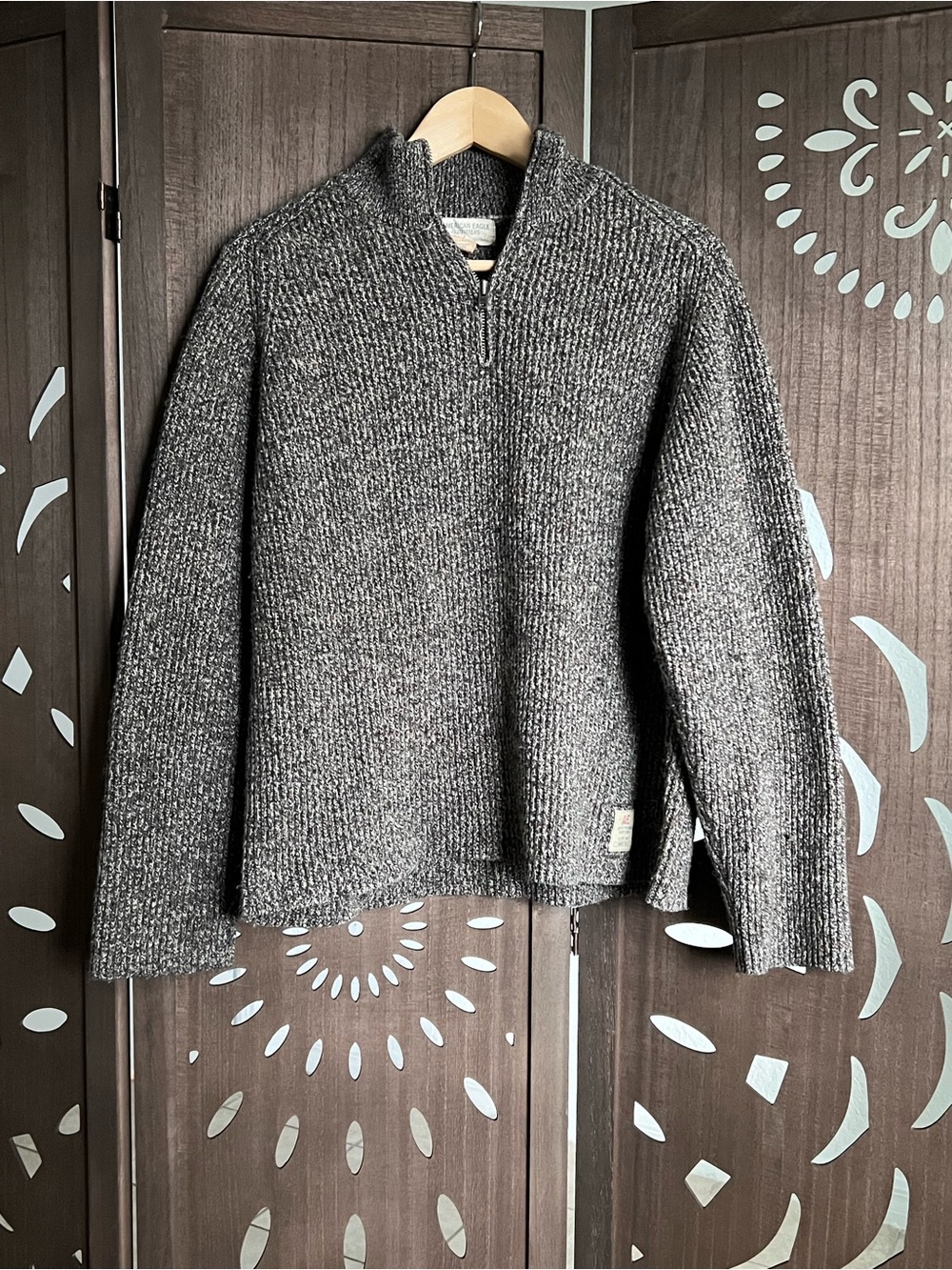 American Eagle Outfitters Gray Half-Zip Knit Sweater